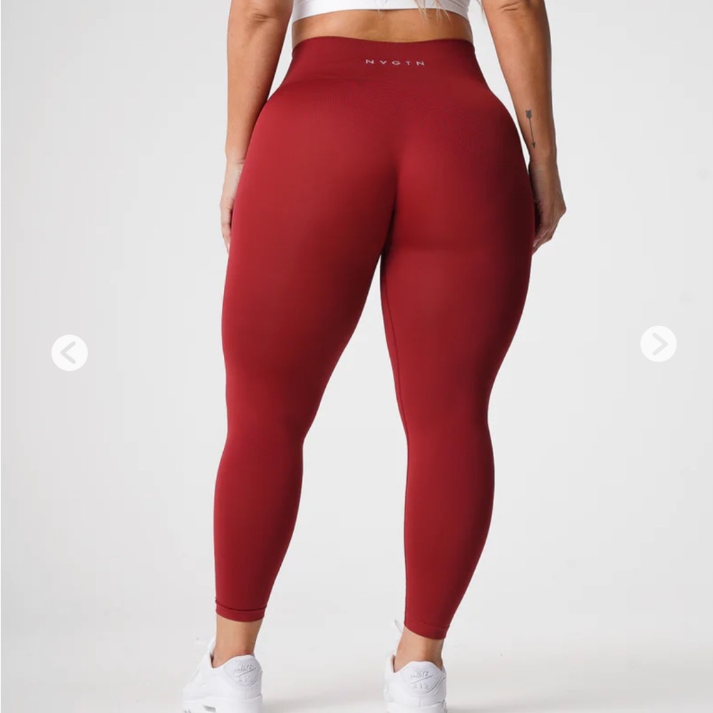 Medium Red Solid Seamless Leggings - image 3
